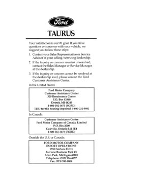 1996 Ford Taurus Owners Manual
